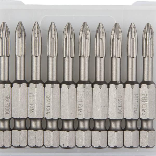 Биты PH1х50мм "X-DRIVE" торсионные кованые,  KRAFTOOL 26121-1-50-10